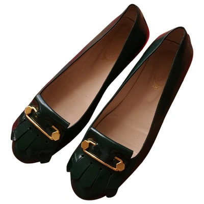 Pre-owned Tod's Leather Ballet Flats In Green