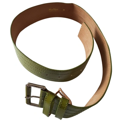 Pre-owned Max Mara Patent Leather Belt In Green