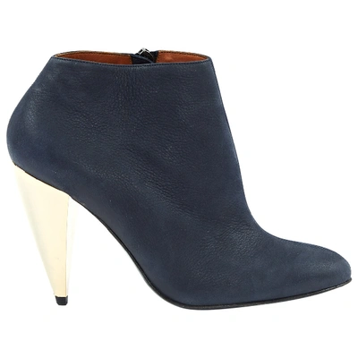 Pre-owned Lanvin Ankle Boots In Navy