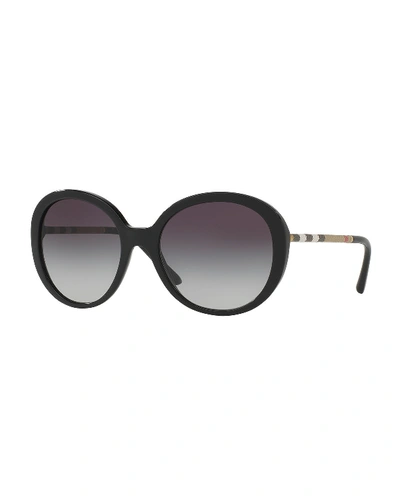 Burberry Check-temple Gradient Butterfly Sunglasses In Black/gray