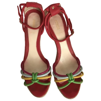 Pre-owned Fendi Leather Sandals In Red