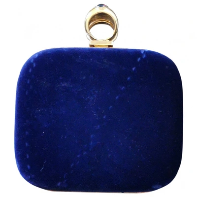 Pre-owned Dolce & Gabbana Velvet Clutch Bag In Blue