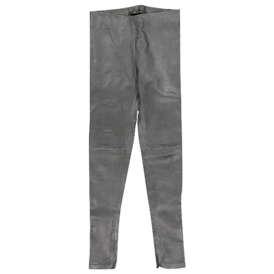 Pre-owned Balenciaga Leather Trousers In Grey