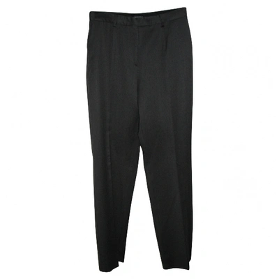 Pre-owned Giorgio Armani Wool Straight Pants In Anthracite