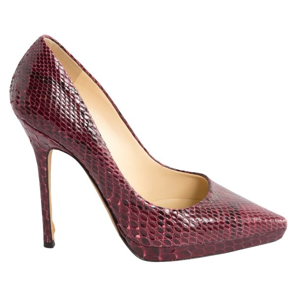 Preowned Jimmy Choo Anouk Burgundy Python Heels ModeSens