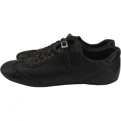 Pre-owned Fendi Leather Trainers In Black