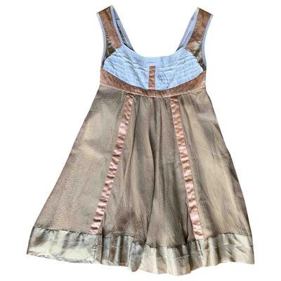 Pre-owned Philosophy Di Alberta Ferretti Silk Mini Dress In Beige