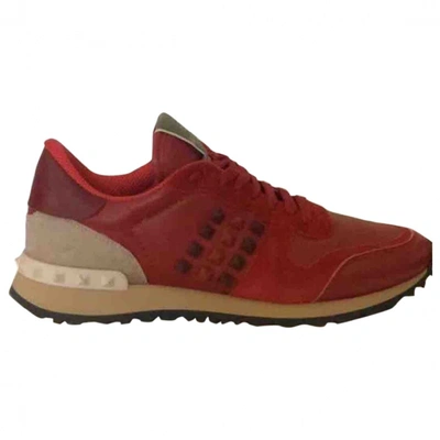 Pre-owned Valentino Garavani Rockrunner Red Suede Trainers