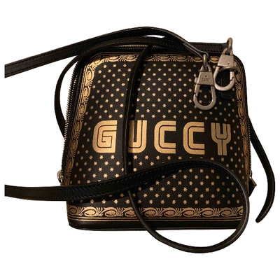 Pre-owned Gucci Guccy Minibag Leather Handbag In Black