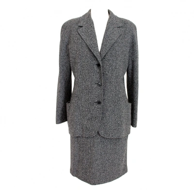 Pre-owned Genny Wool Skirt Suit In Grey