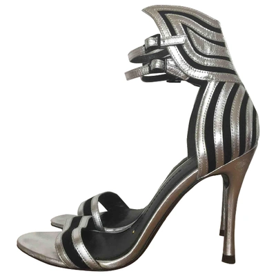 Pre-owned Stella Luna Leather Heels In Silver