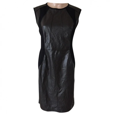 Pre-owned Marc Cain Leather Mid-length Dress In Black