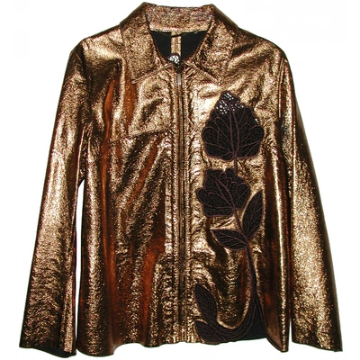Pre-owned Blumarine Leather Jacket In Gold