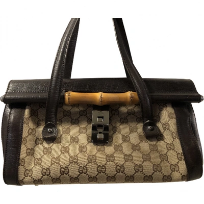Pre-owned Gucci Bamboo Beige Cloth Handbag