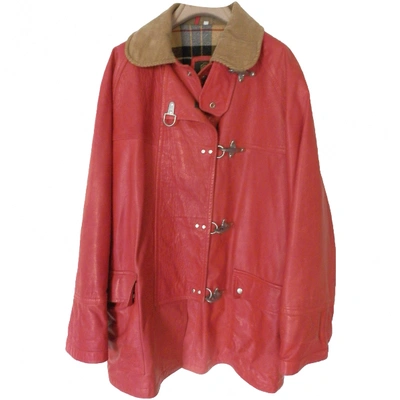 Pre-owned Fay Leather Coat In Red