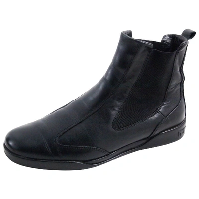 Pre-owned Moma Leather Ankle Boots In Black
