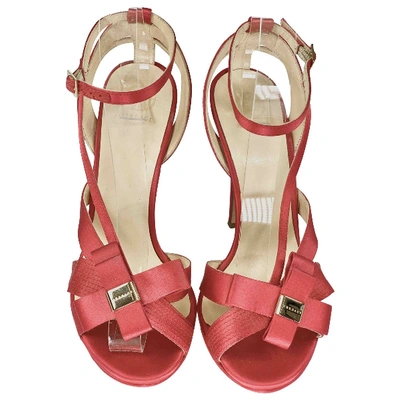 Pre-owned Versace Cloth Sandals In Pink