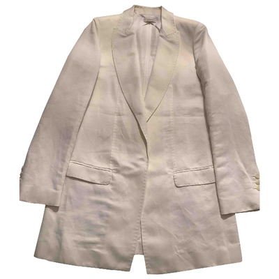 Pre-owned Pinko Linen Suit Jacket In White