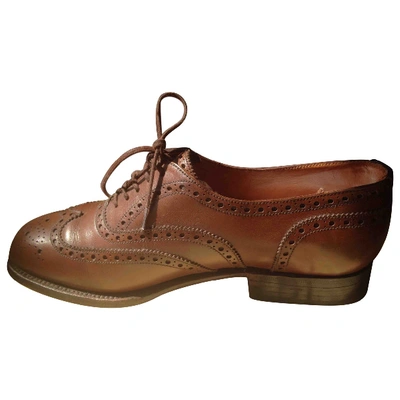 Pre-owned Jm Weston Leather Lace Ups In Camel