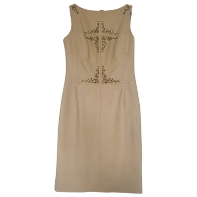 Pre-owned Escada Leather Mid-length Dress In Beige