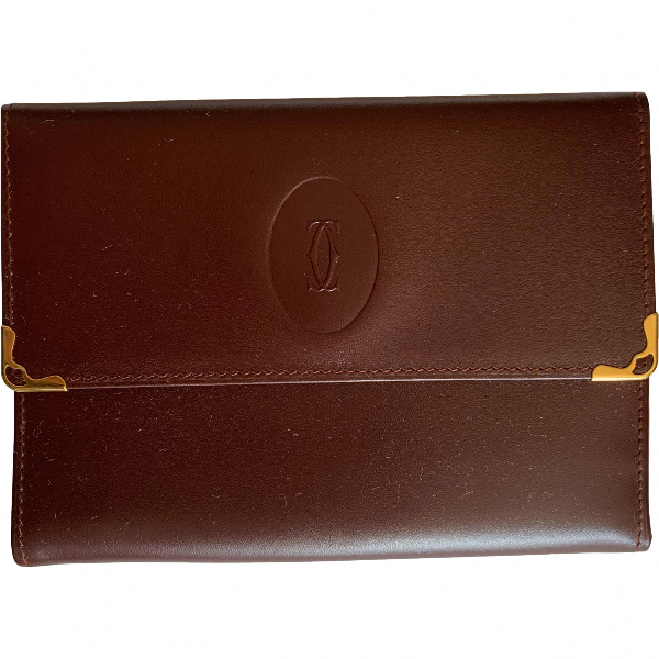 Pre-owned Cartier Burgundy Leather Wallet | ModeSens