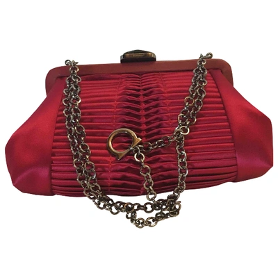 Pre-owned Ferragamo Silk Clutch Bag In Red