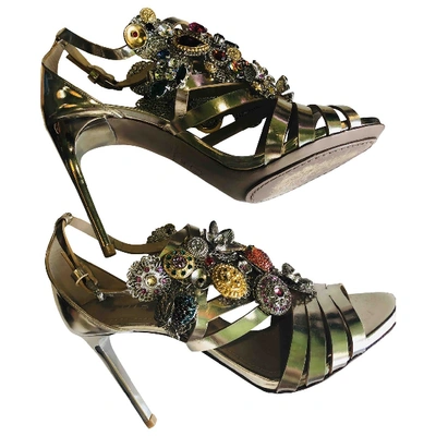 Pre-owned Luis Onofre Metallic Leather Sandals