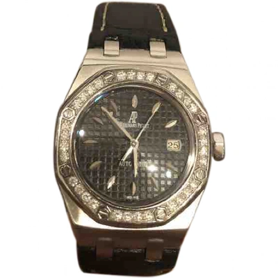 Pre-owned Audemars Piguet Royal Oak Lady Black Steel Watch