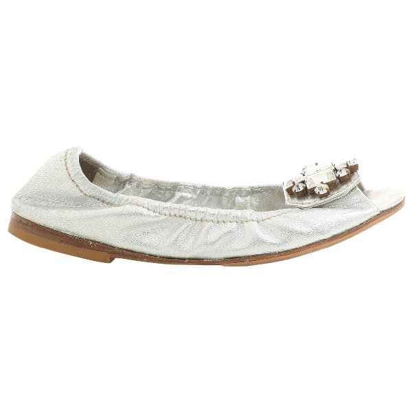 miu miu silver flats