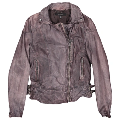 Pre-owned Muubaa Leather Biker Jacket In Brown