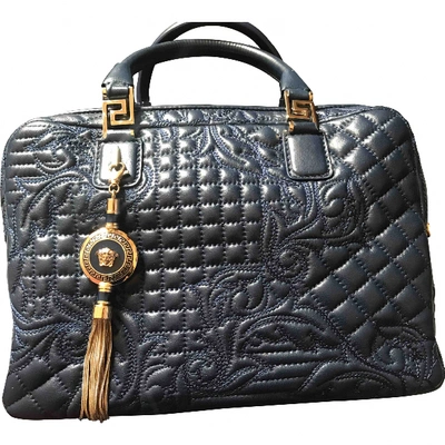 Pre-owned Versace Blue Leather Handbag