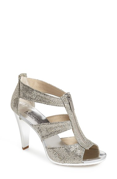 michael kors silver glitter heels
