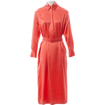 Pre-owned Malaikaraiss Silk Mid-length Dress In Pink
