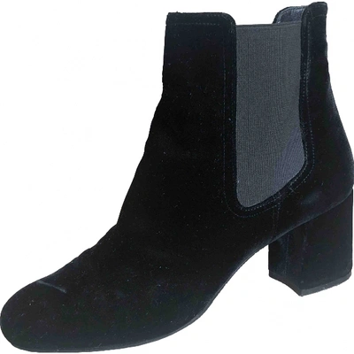 Pre-owned Le Silla Velvet Ankle Boots In Black