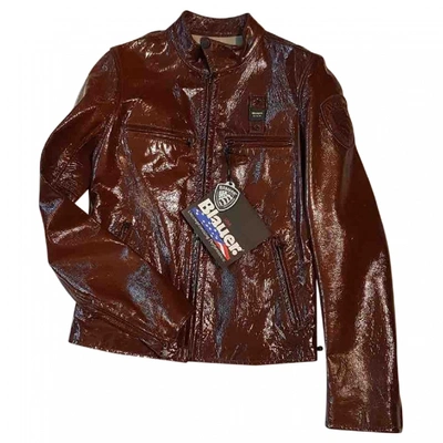Pre-owned Blauer Leather Biker Jacket In Brown
