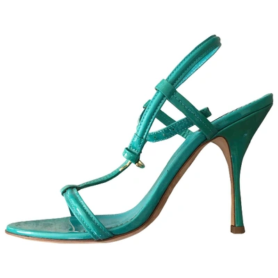 Pre-owned Bally Patent Leather Sandals In Turquoise
