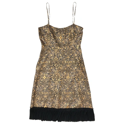 Pre-owned Tocca Silk Mid-length Dress In Gold