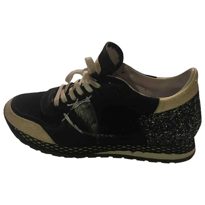 Pre-owned Philippe Model Glitter Trainers In Black