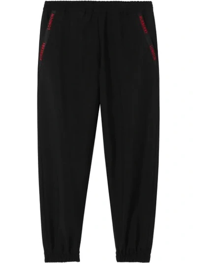 Burberry Mens Black Logo Tape Track Pants