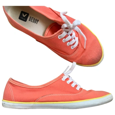Pre-owned Veja Cloth Trainers In Orange