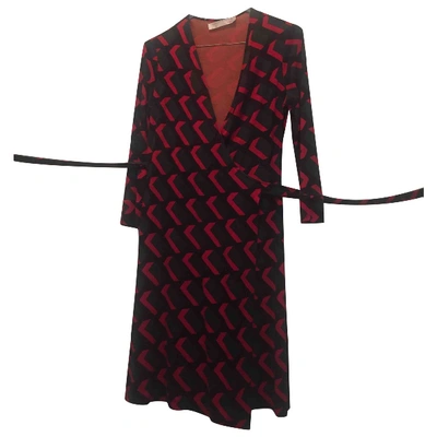 Pre-owned Diane Von Furstenberg Silk Mini Dress In Burgundy
