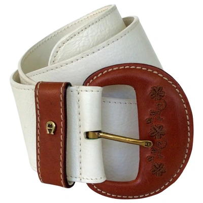 Pre-owned Etienne Aigner Leather Belt In White