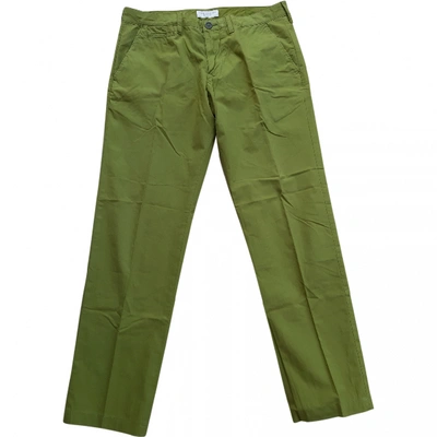 Pre-owned Burberry Green Cotton Trousers