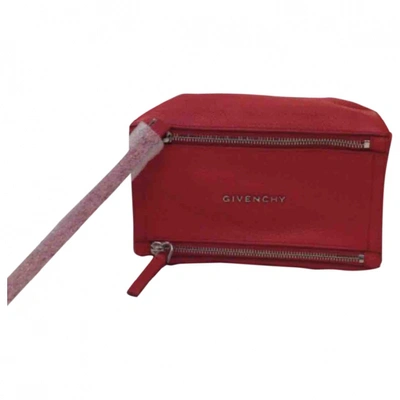 Pre-owned Givenchy Pandora Leather Clutch Bag In Red