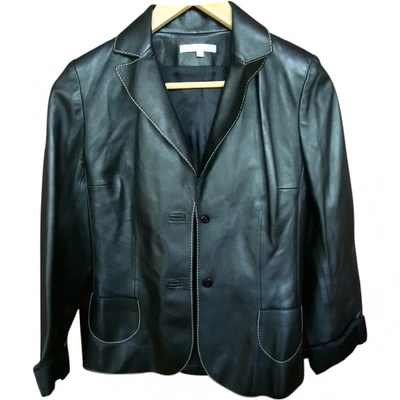 Pre-owned Paule Ka Leather Blazer In Black