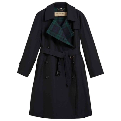 Pre-owned Burberry Wool Trench Coat In Blue