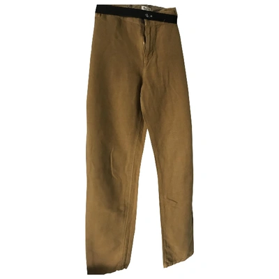 Pre-owned Madewell Linen Straight Pants In Camel