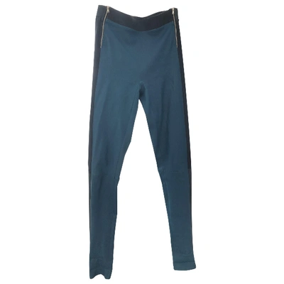 Pre-owned Les Chiffoniers Leather Leggings In Blue