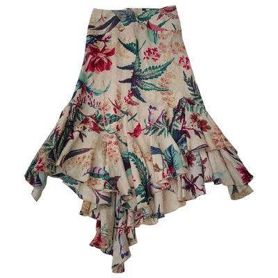 Pre-owned Kenzo Linen Mid-length Skirt In Multicolour