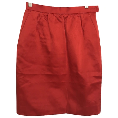 Pre-owned Saint Laurent Silk Mid-length Skirt In Red